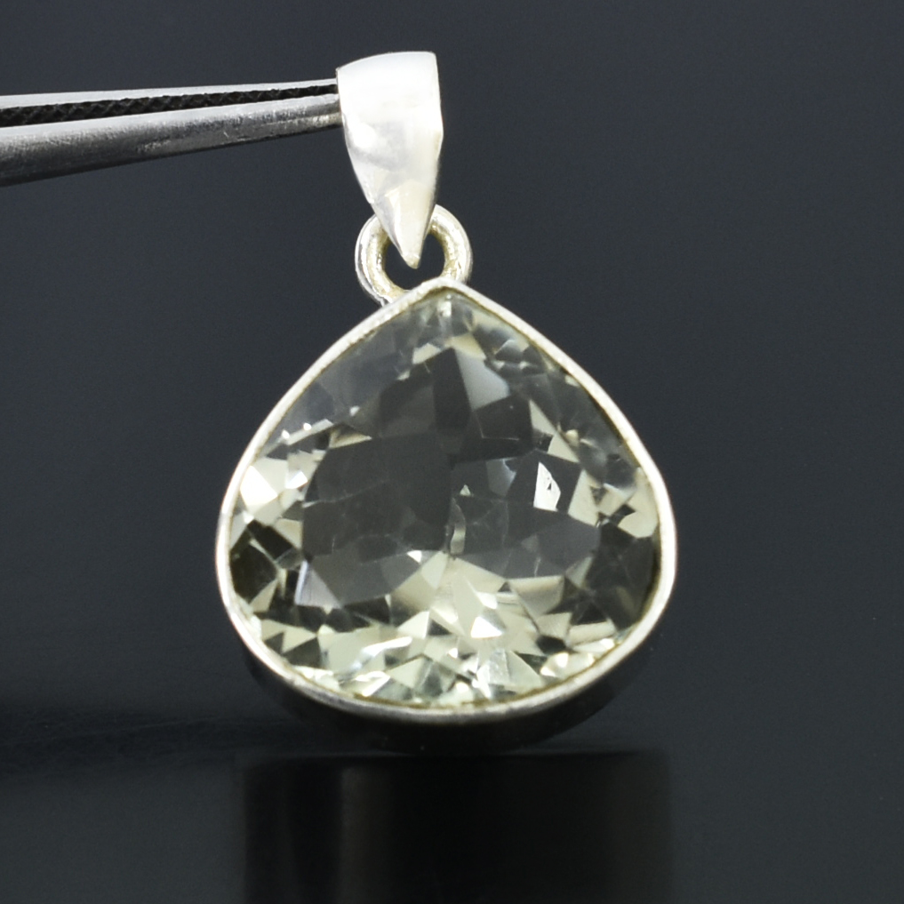Elegant Pear-Cut Natural Green Amethyst Pendant in Sterling Silver - Image 6
