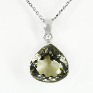 Elegant Pear-Cut Natural Green Amethyst Pendant in Sterling Silver