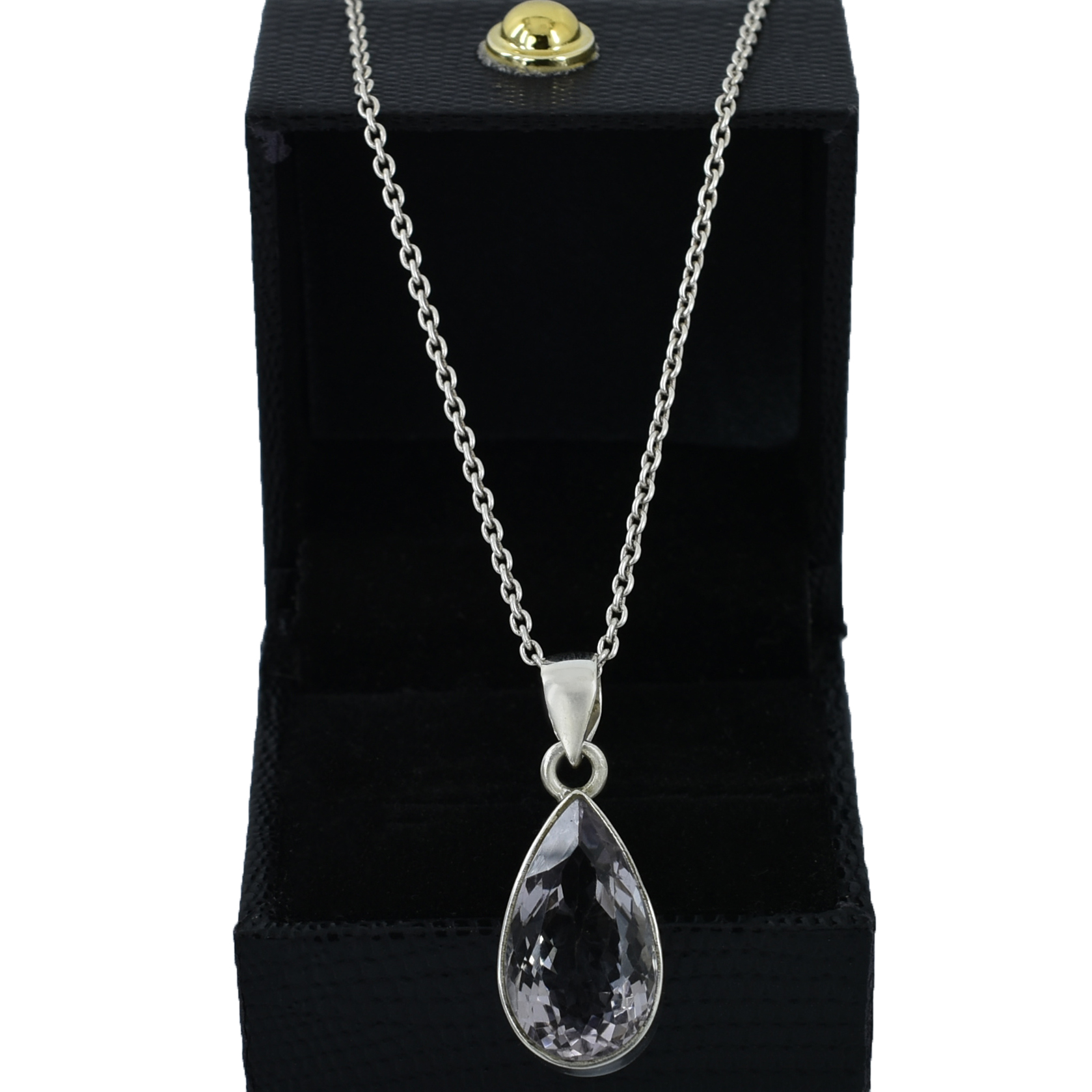 Elegant Pear-Cut Natural Amethyst Pendant in Sterling Silver - Image 4