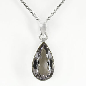 Elegant Pear-Cut Natural Amethyst Pendant in Sterling Silver