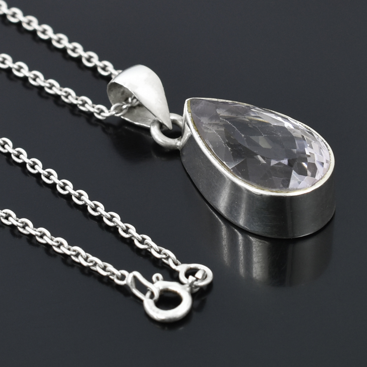 Elegant Pear-Cut Natural Amethyst Pendant in Sterling Silver - Image 2