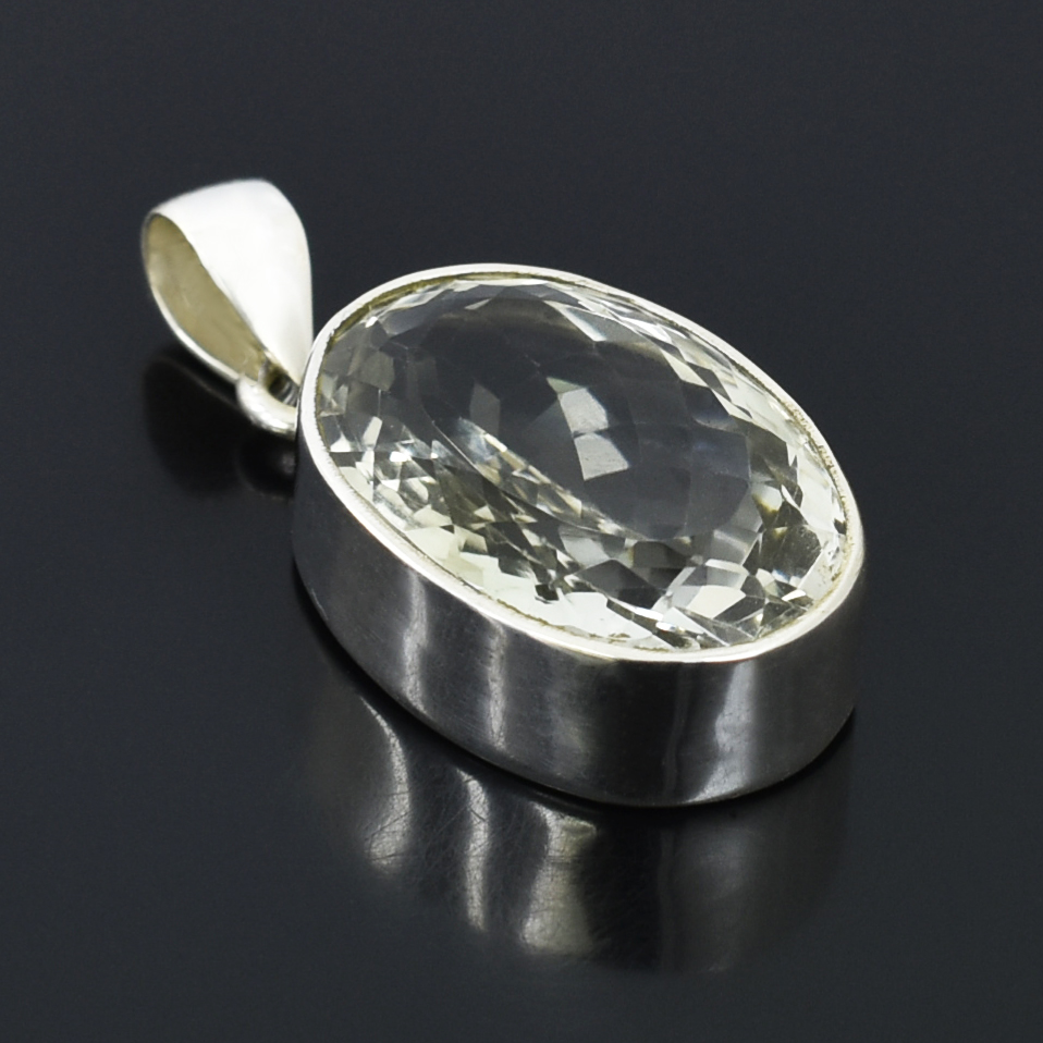 Elegant Oval-Cut Natural Green Amethyst Pendant in Sterling Silver - Image 6