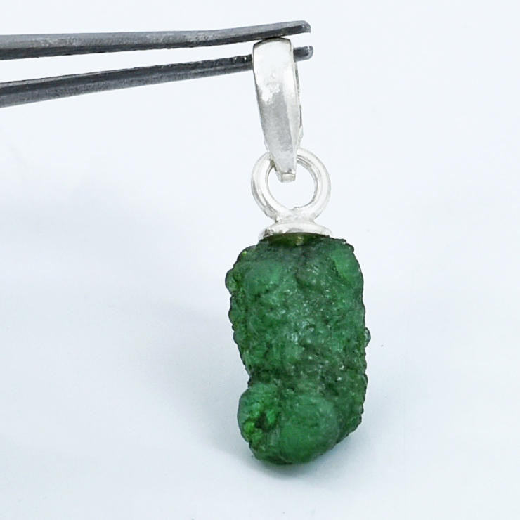 Raw Natural Emerald (Panna) Pendant in Sterling Silver - Image 6
