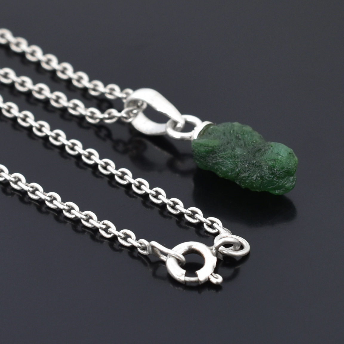 Raw Natural Emerald (Panna) Pendant in Sterling Silver - Image 3