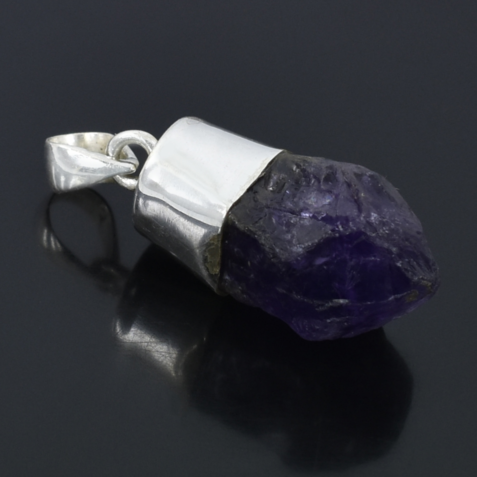 Natural Raw Amethyst Crystal Pendant Necklace - Image 6