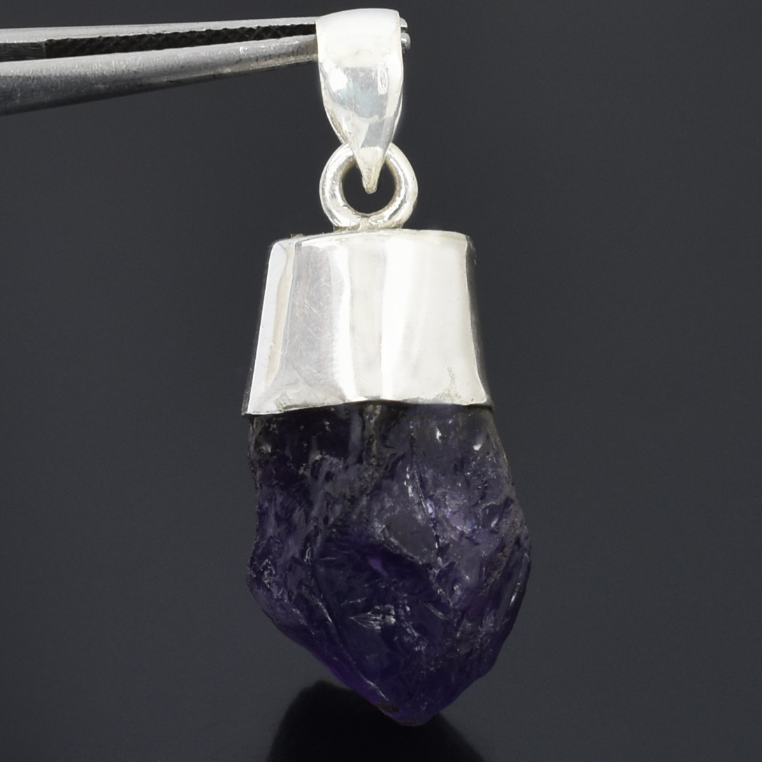 Natural Raw Amethyst Crystal Pendant Necklace - Image 5