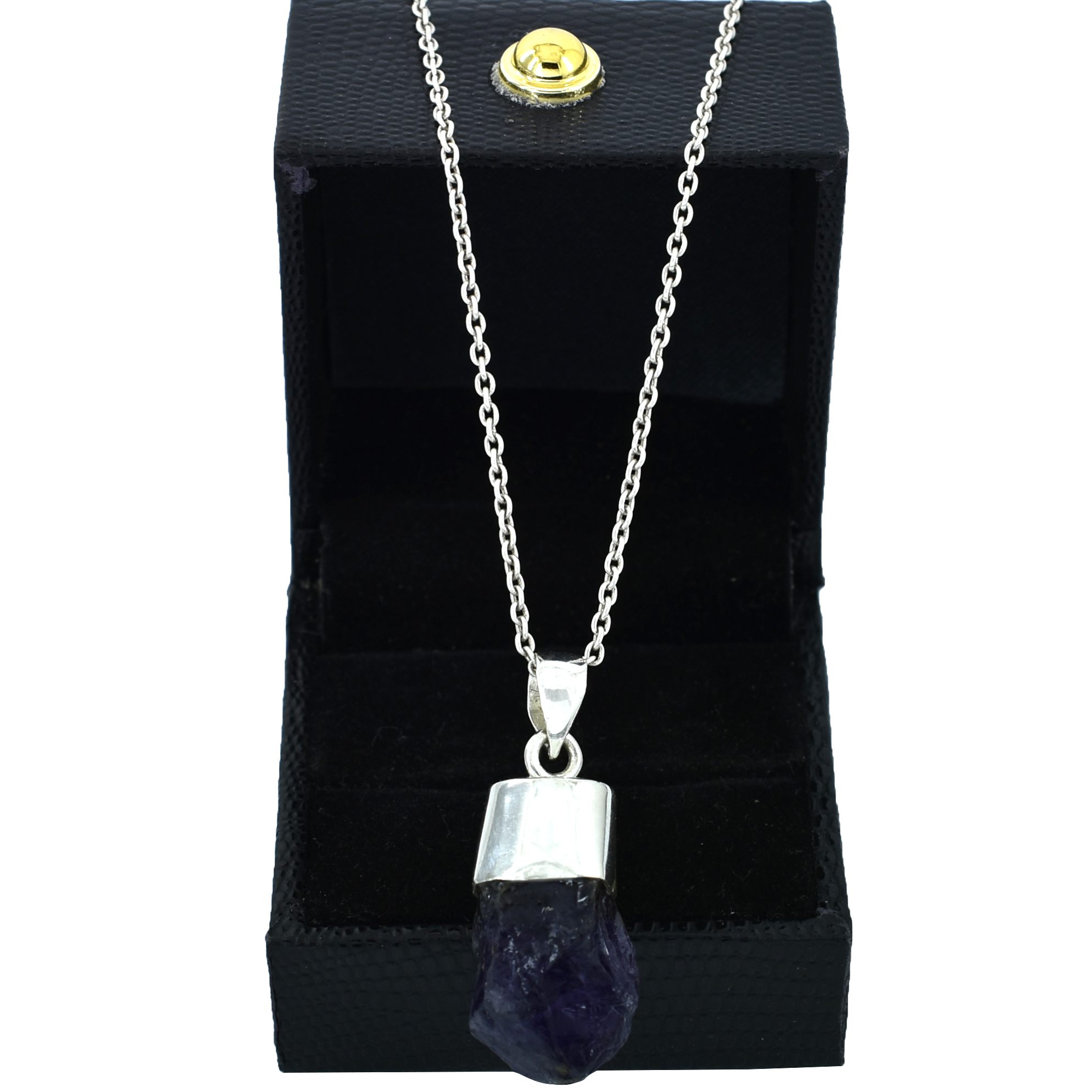 Natural Raw Amethyst Crystal Pendant Necklace - Image 2
