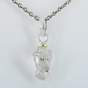 Natural Herkimer Diamond Quartz Pendant Necklace – Raw Healing Crystal Pendant