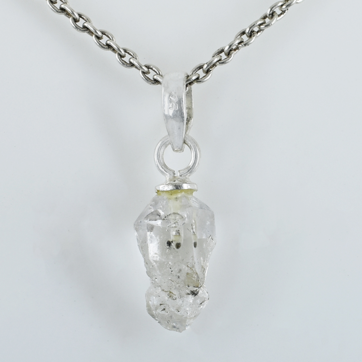 Natural Herkimer Diamond Quartz Pendant Necklace – Raw Healing Crystal Pendant