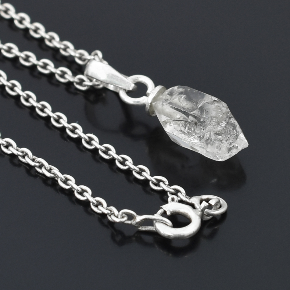 Natural Herkimer Diamond Quartz Pendant Necklace – Raw Healing Crystal Pendant - Image 4