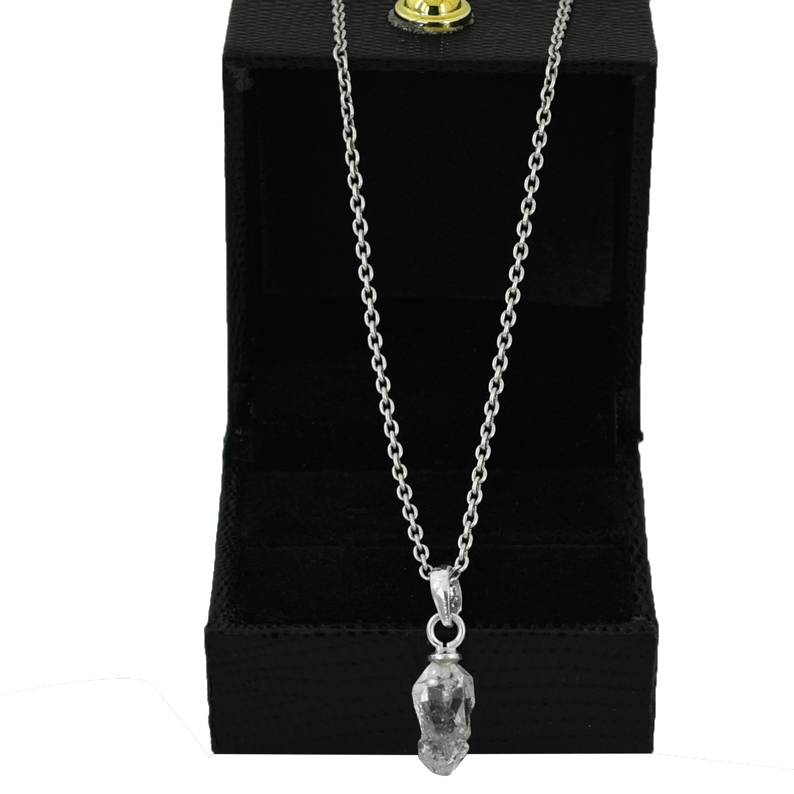 Natural Herkimer Diamond Quartz Pendant Necklace – Raw Healing Crystal Pendant - Image 3