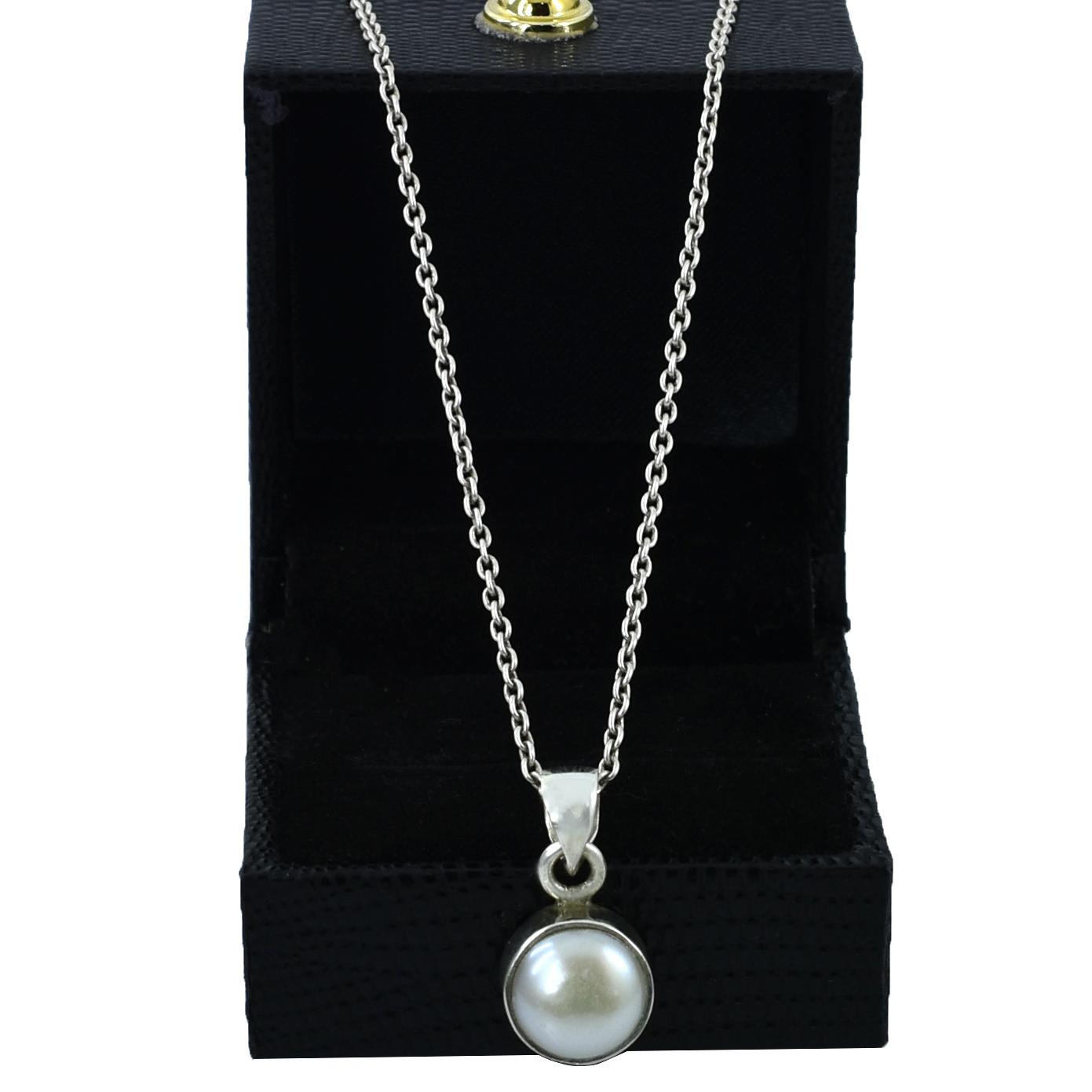 Elegant Natural Pearl (Moti) Pendant in Sterling Silver - Image 3