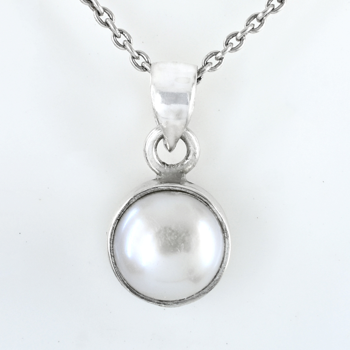 Elegant Natural Pearl (Moti) Pendant in Sterling Silver