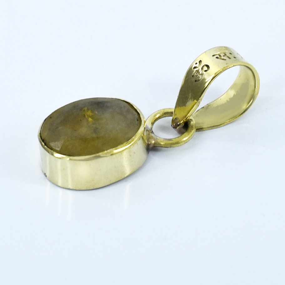 Premium Natural Yellow Sapphire (Pukhraj) Pendant in Gold-Plated Setting - Image 7