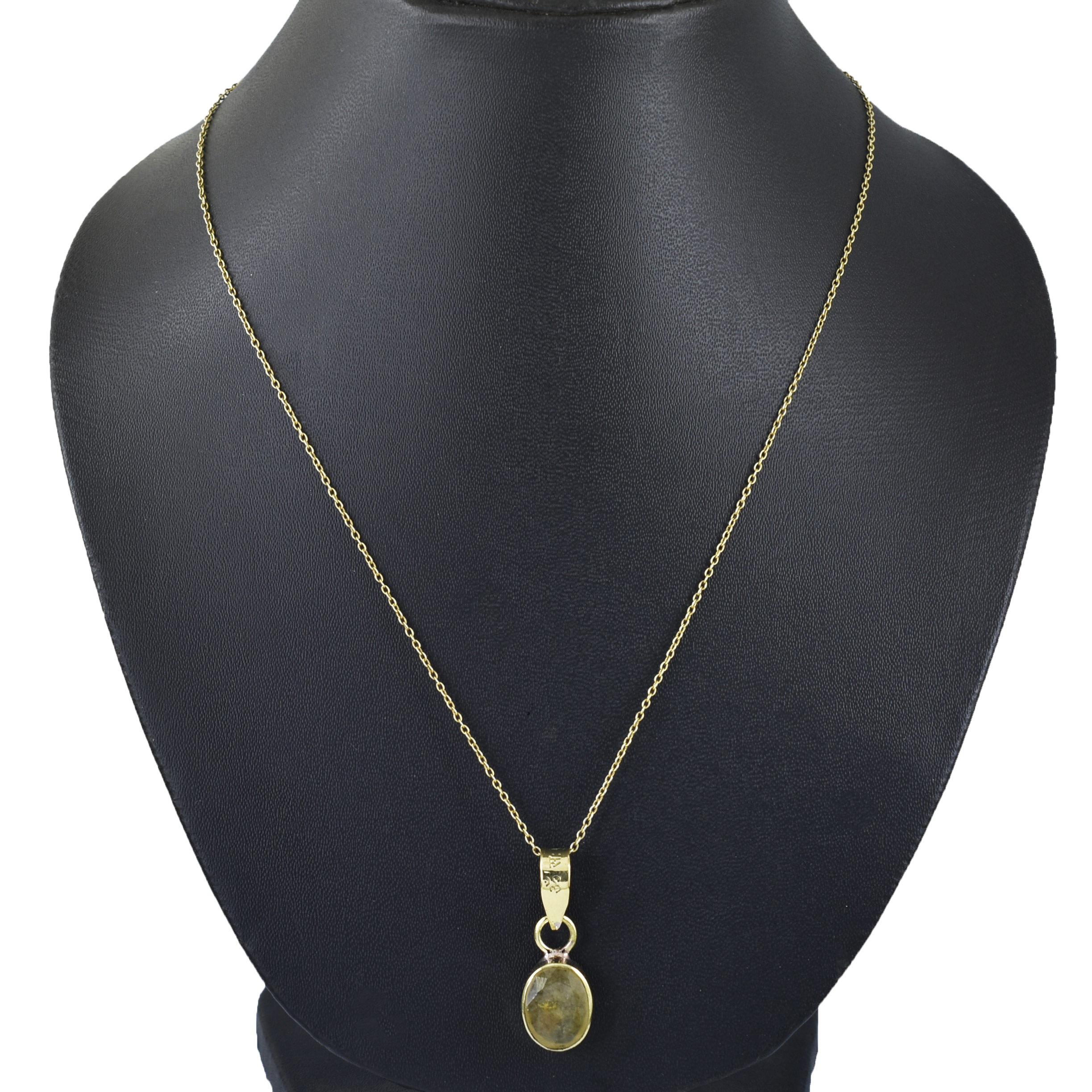 Premium Natural Yellow Sapphire (Pukhraj) Pendant in Gold-Plated Setting - Image 5