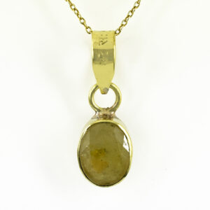Premium Natural Yellow Sapphire (Pukhraj) Pendant in Gold-Plated Setting