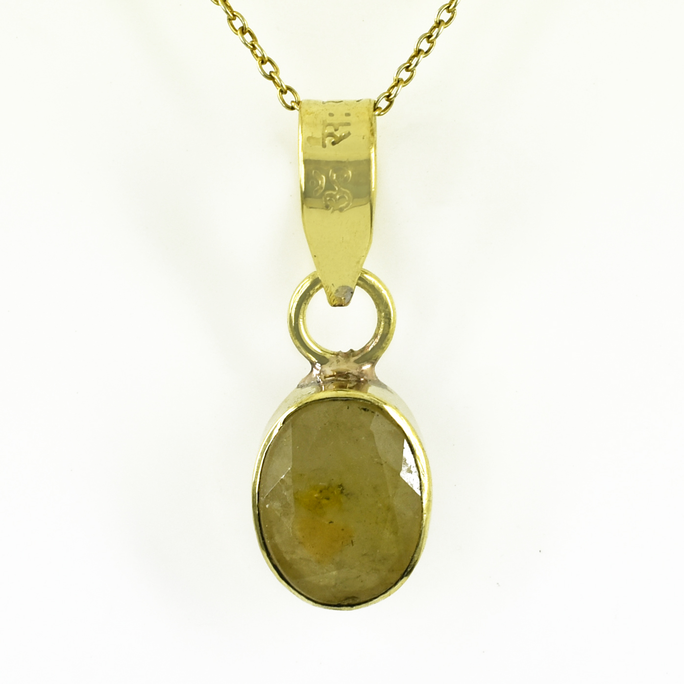 Premium Natural Yellow Sapphire (Pukhraj) Pendant in Gold-Plated Setting