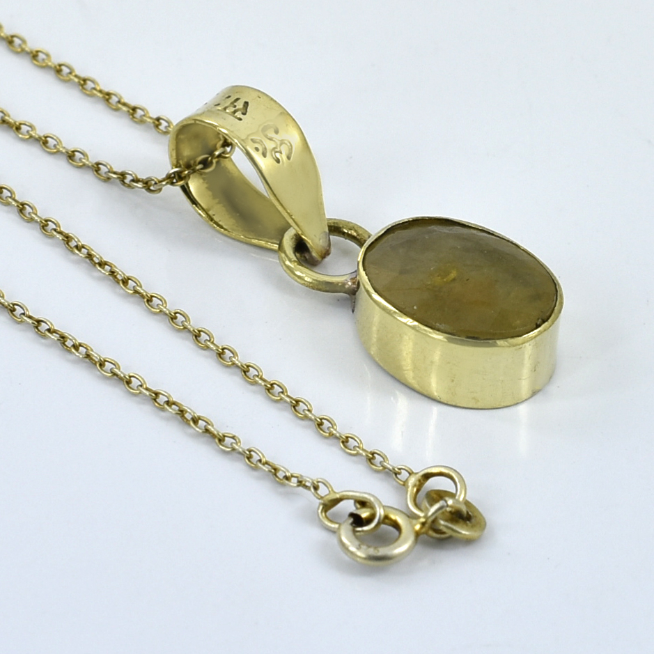Premium Natural Yellow Sapphire (Pukhraj) Pendant in Gold-Plated Setting - Image 3