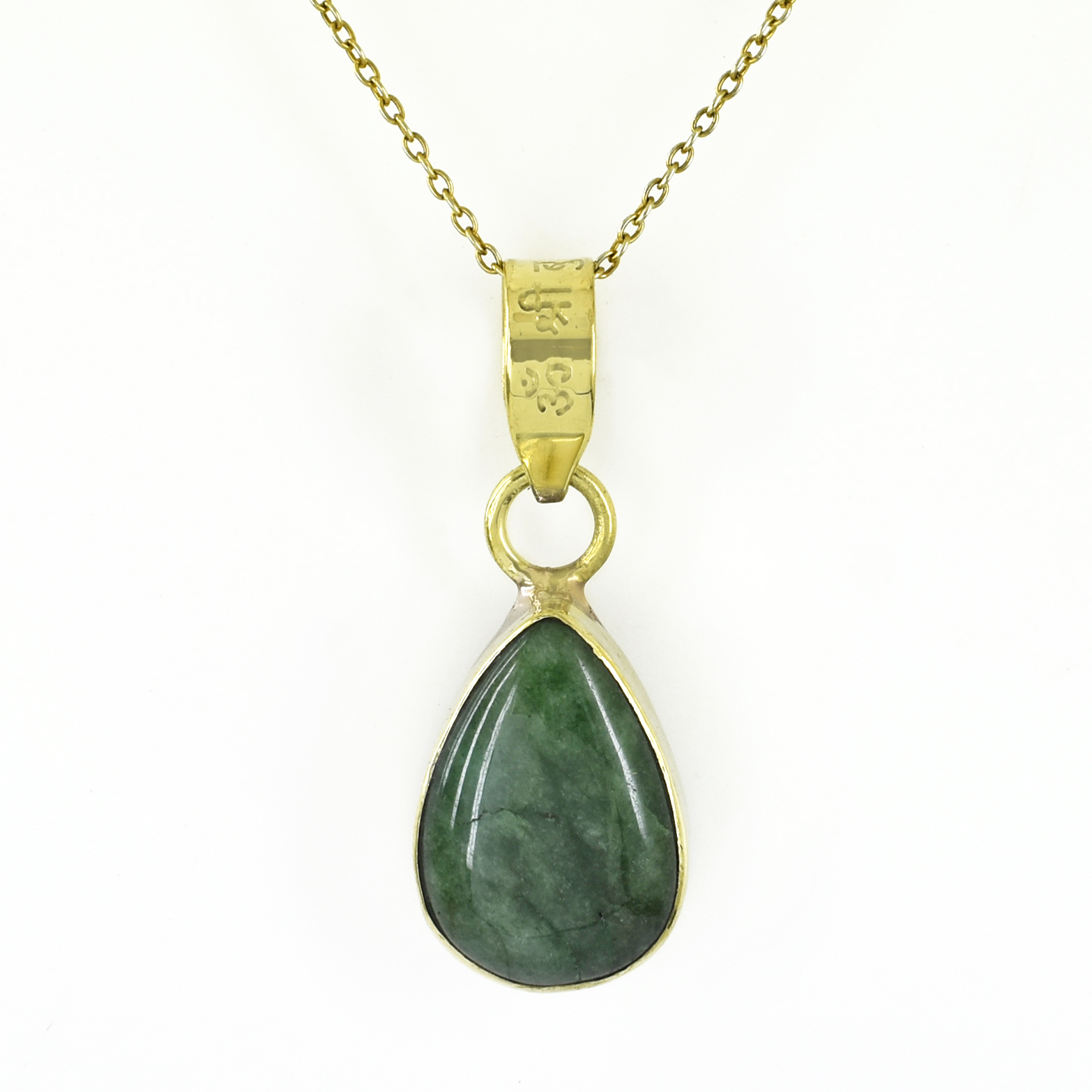 Premium Natural Emerald (Panna) Pendant in Gold-Plated Setting