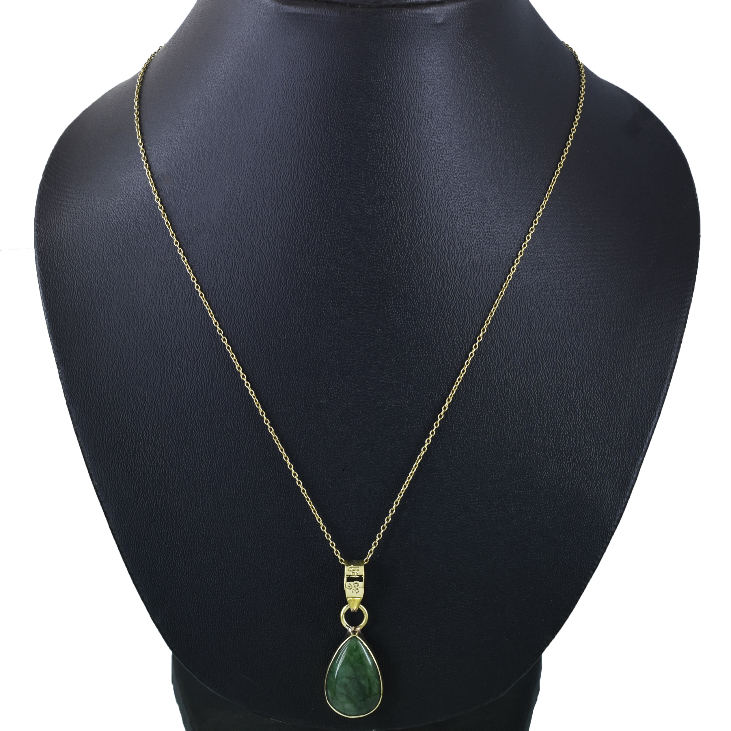 Premium Natural Emerald (Panna) Pendant in Gold-Plated Setting - Image 3