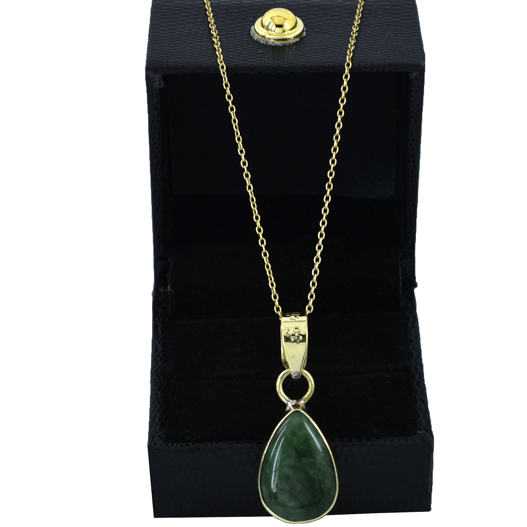 Premium Natural Emerald (Panna) Pendant in Gold-Plated Setting - Image 2