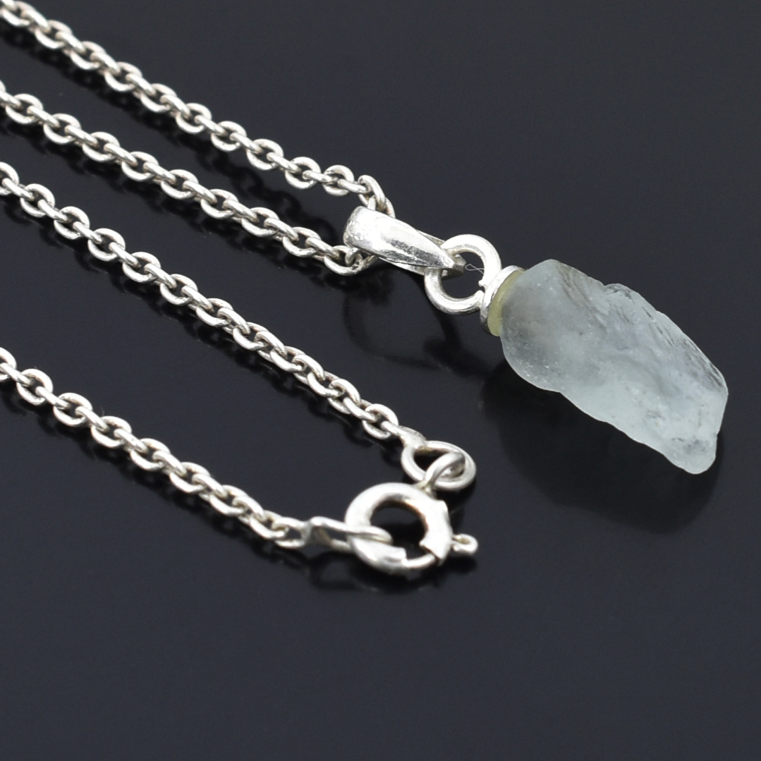 Natural Aquamarine Raw Crystal Pendant Necklace – Healing Gemstone Pendant - Image 3