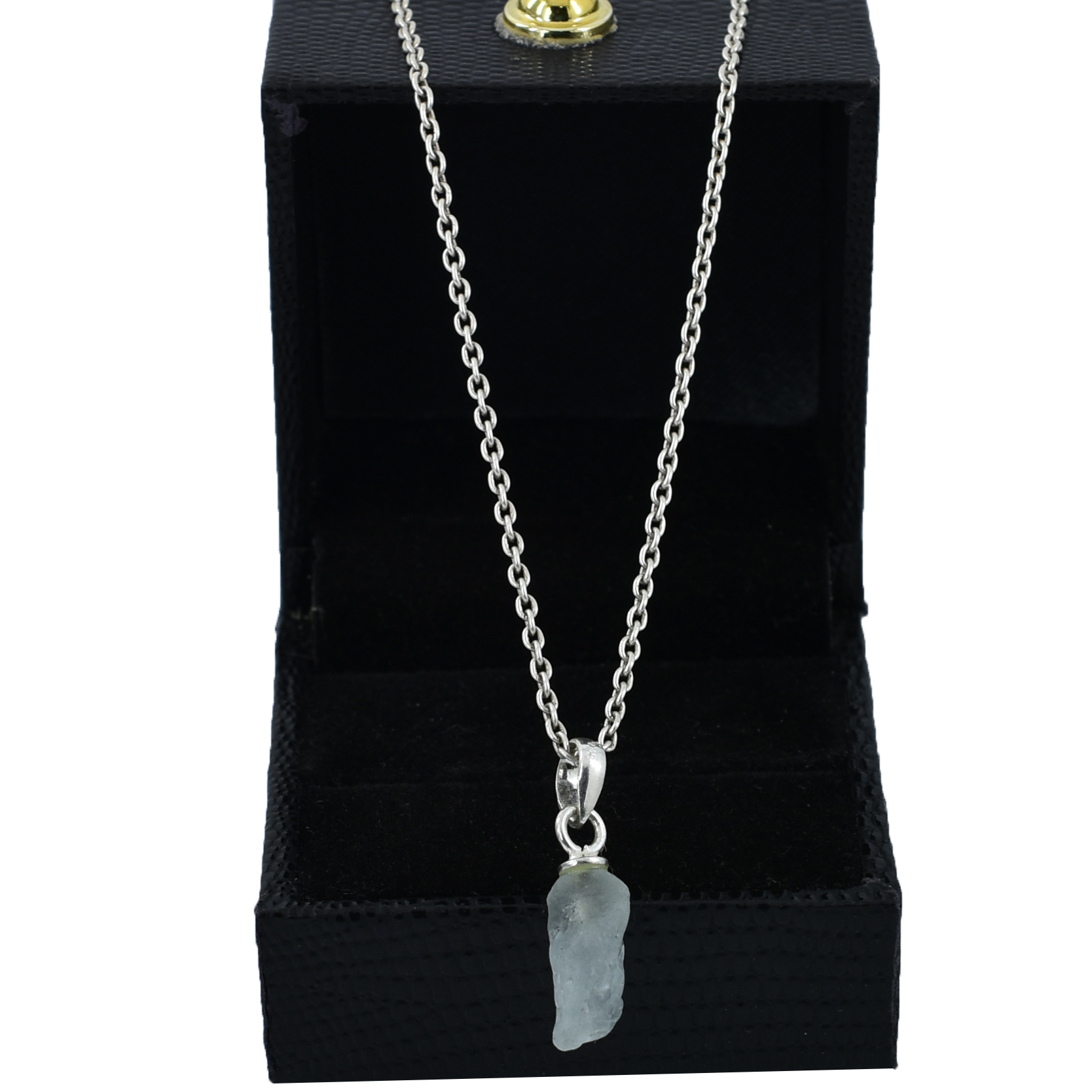 Natural Aquamarine Raw Crystal Pendant Necklace – Healing Gemstone Pendant - Image 2