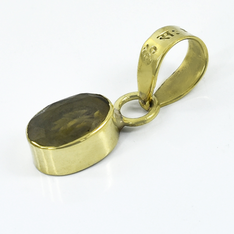 Premium Natural Yellow Sapphire (Pukhraj) Pendant in Gold-Plated Setting - Image 2