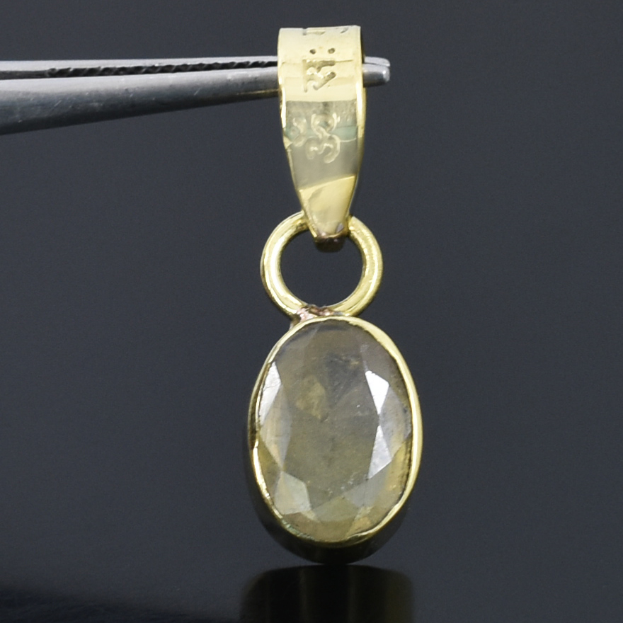 Premium Natural Yellow Sapphire (Pukhraj) Pendant in Gold-Plated Setting - Image 3