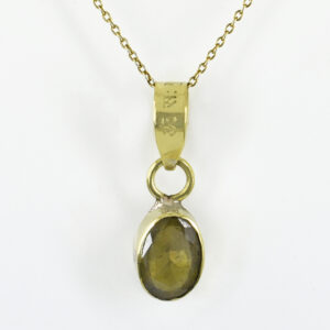 Premium Natural Yellow Sapphire (Pukhraj) Pendant in Gold-Plated Setting