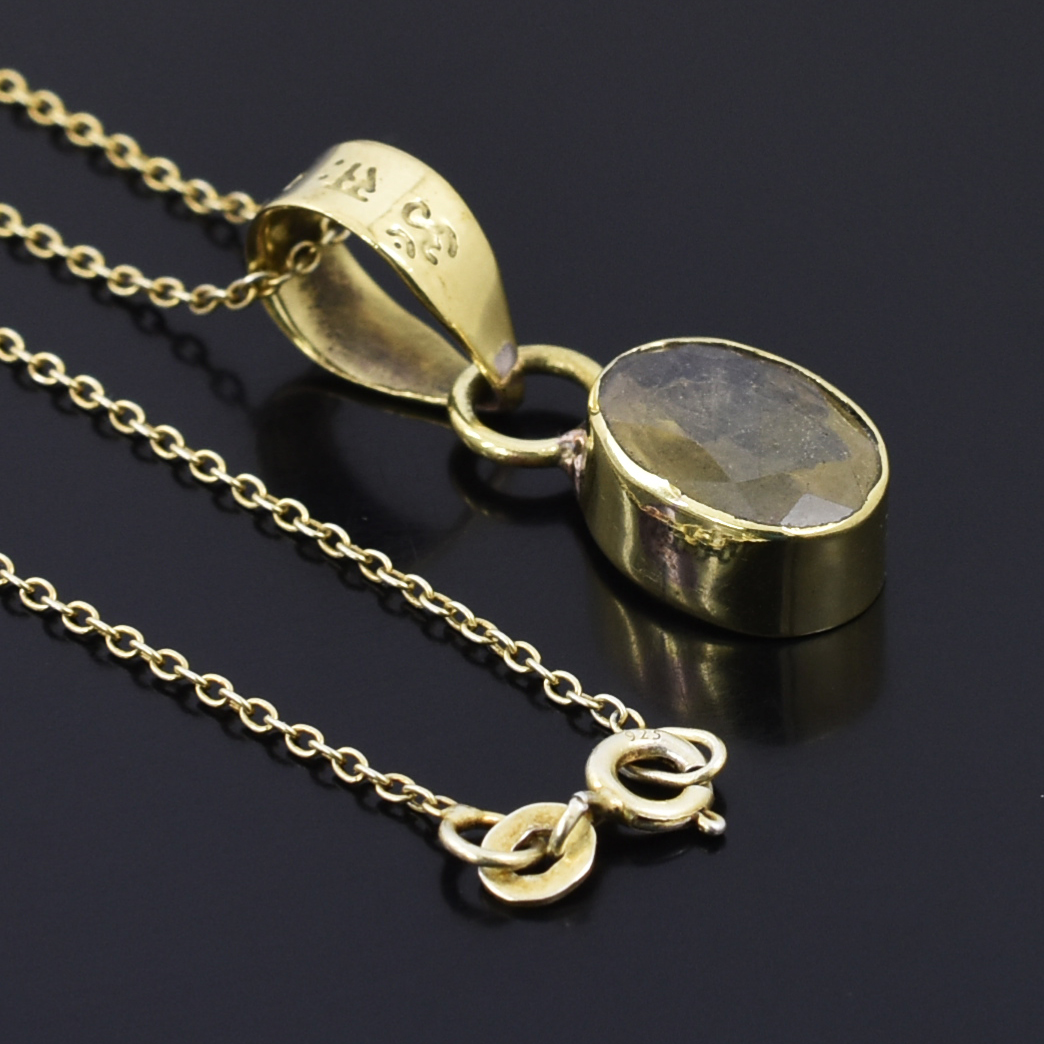 Premium Natural Yellow Sapphire (Pukhraj) Pendant in Gold-Plated Setting - Image 5