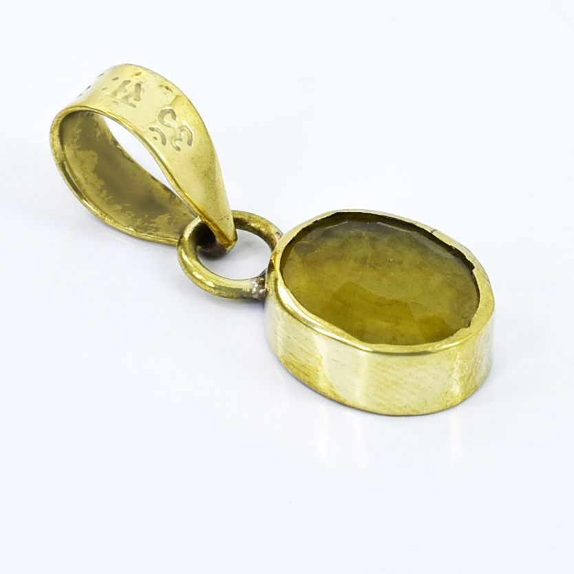 Premium Natural Yellow Sapphire (Pukhraj) Pendant in Gold-Plated Setting - Image 6