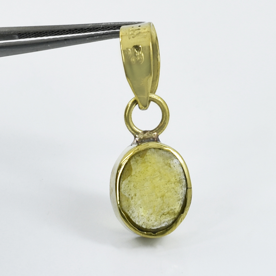 Premium Natural Yellow Sapphire (Pukhraj) Pendant in Gold-Plated Setting - Image 5