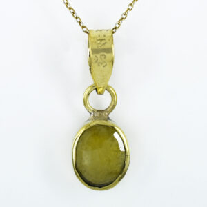 Premium Natural Yellow Sapphire (Pukhraj) Pendant in Gold-Plated Setting