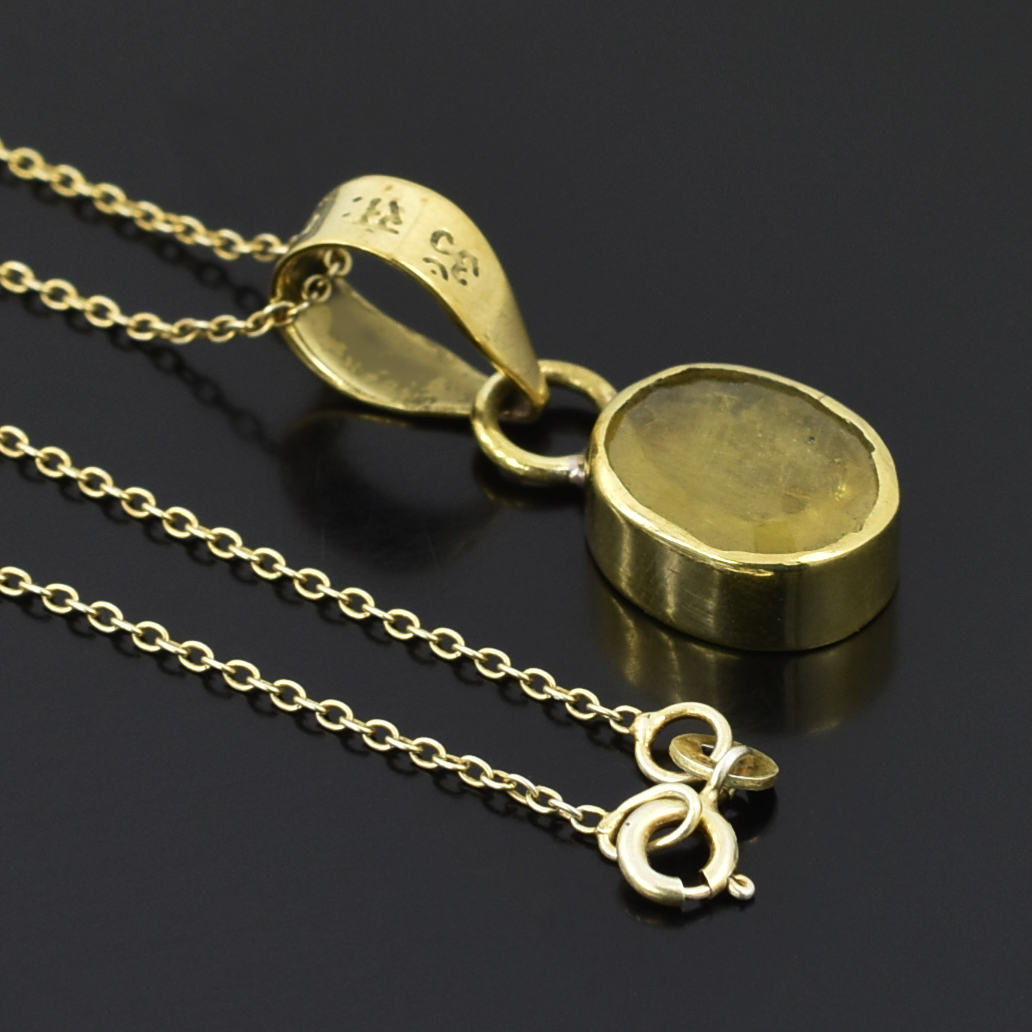Premium Natural Yellow Sapphire (Pukhraj) Pendant in Gold-Plated Setting - Image 3