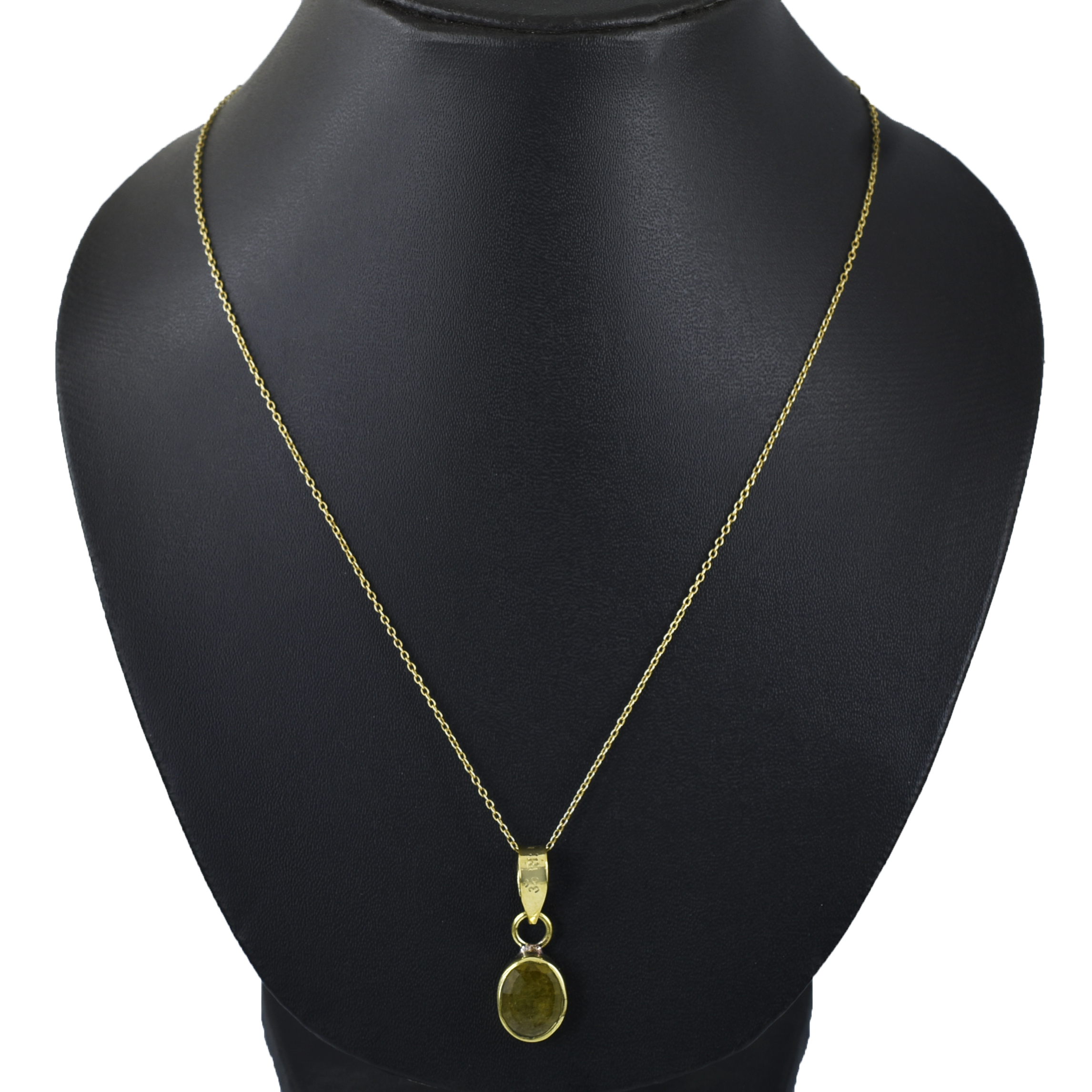 Premium Natural Yellow Sapphire (Pukhraj) Pendant in Gold-Plated Setting - Image 2