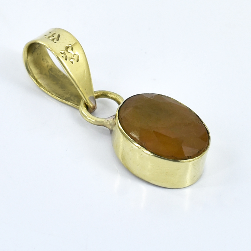 Premium Natural Yellow Sapphire (Pukhraj) Pendant in Gold-Plated Setting - Image 7