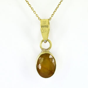 Premium Natural Yellow Sapphire (Pukhraj) Pendant in Gold-Plated Setting