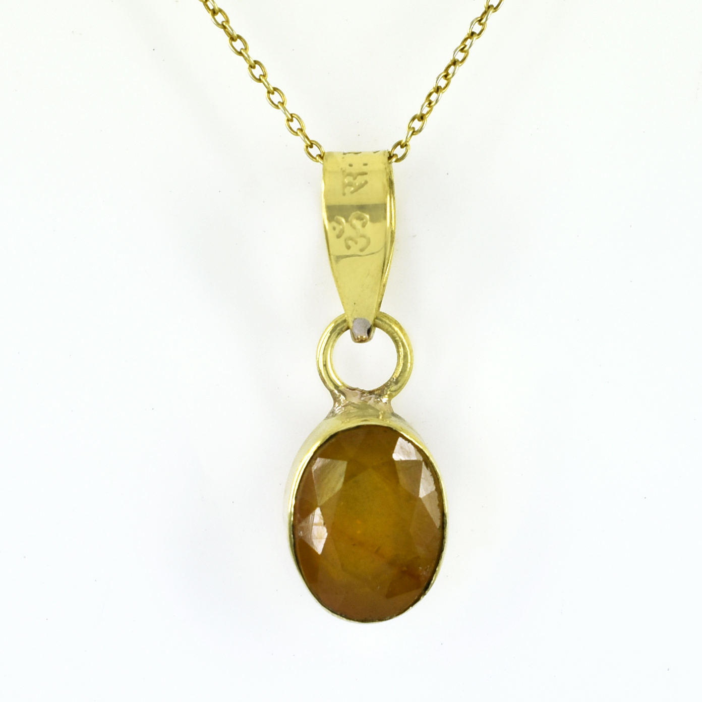 Premium Natural Yellow Sapphire (Pukhraj) Pendant in Gold-Plated Setting