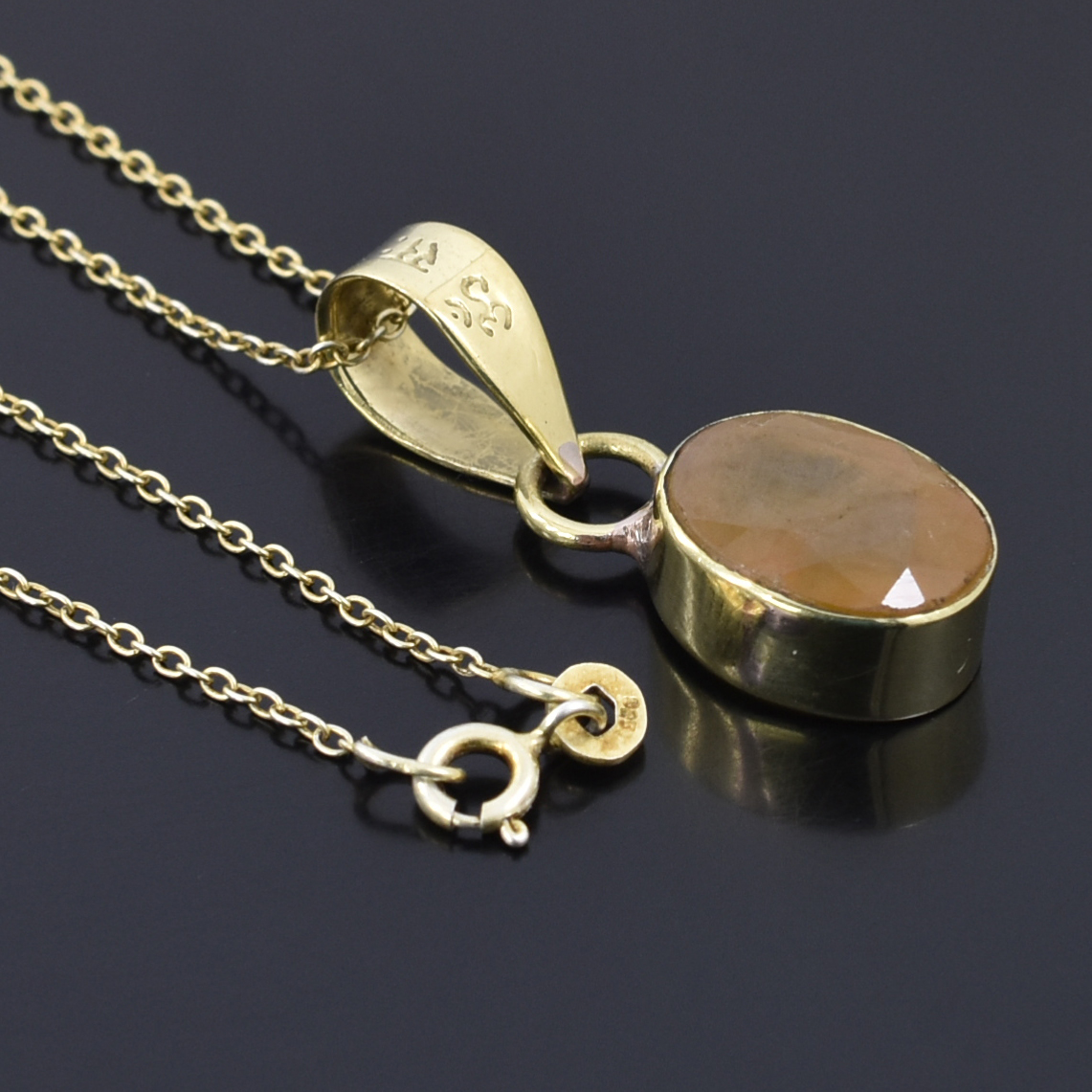 Premium Natural Yellow Sapphire (Pukhraj) Pendant in Gold-Plated Setting - Image 4
