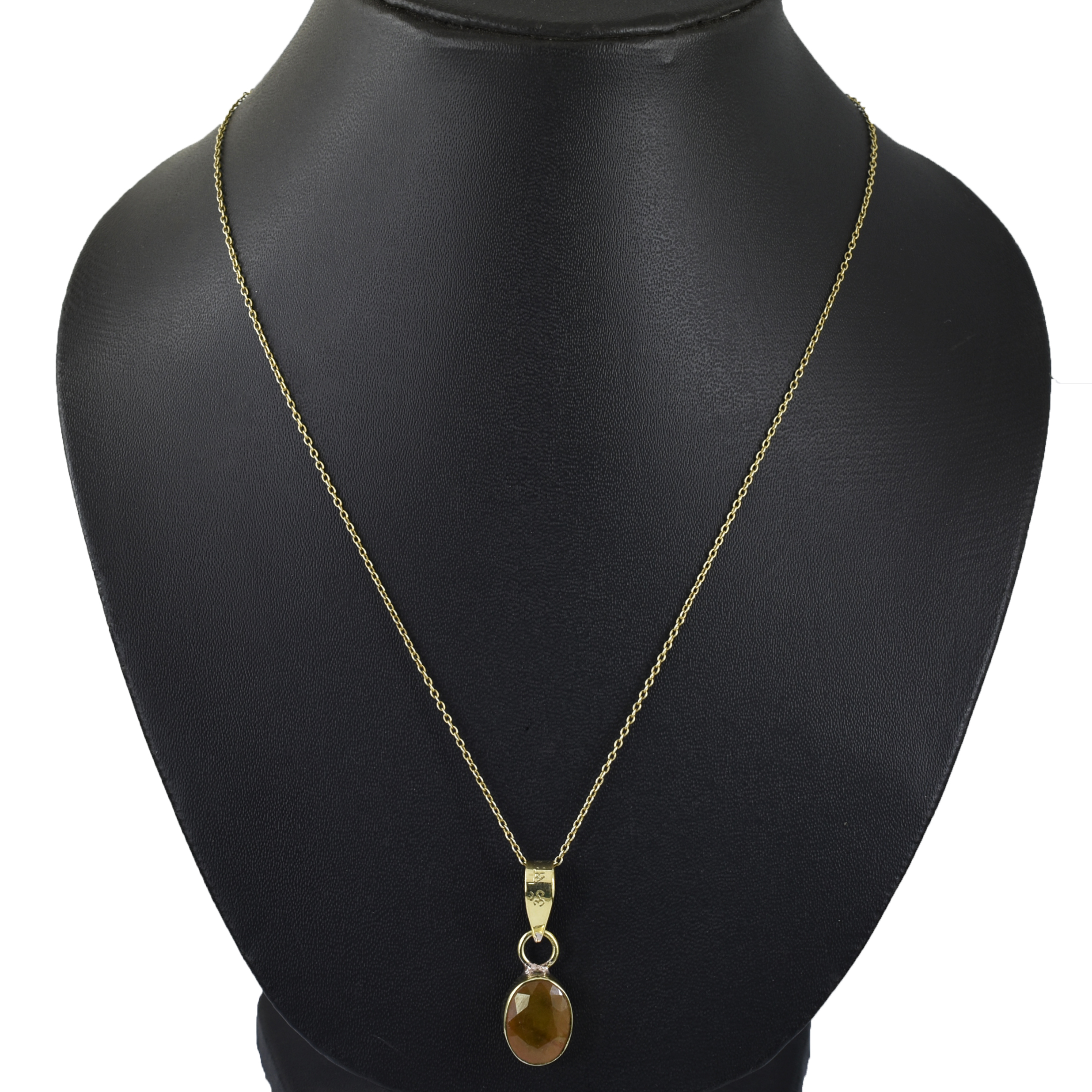 Premium Natural Yellow Sapphire (Pukhraj) Pendant in Gold-Plated Setting - Image 3