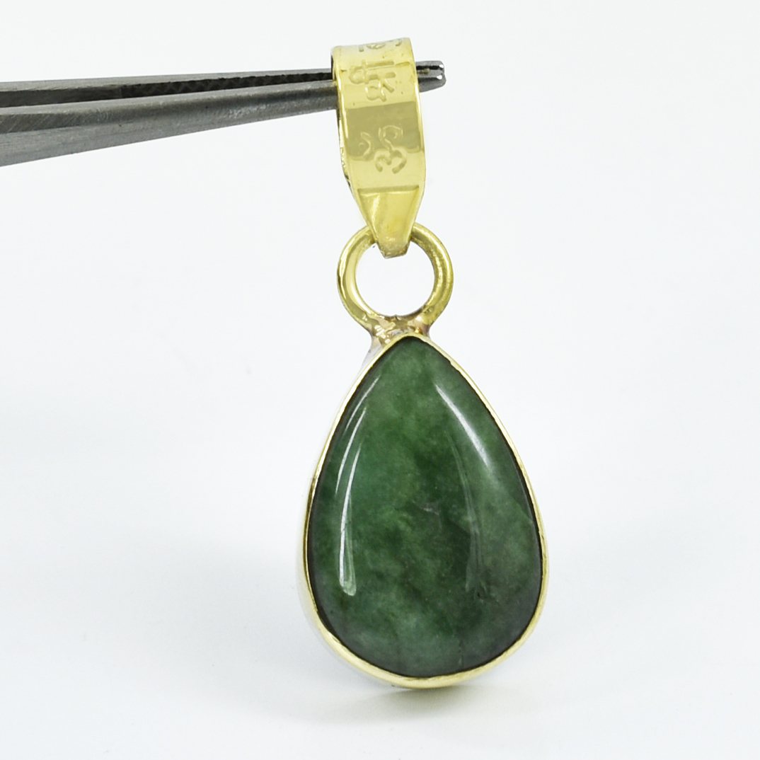 Premium Natural Emerald (Panna) Pendant in Gold-Plated Setting - Image 7