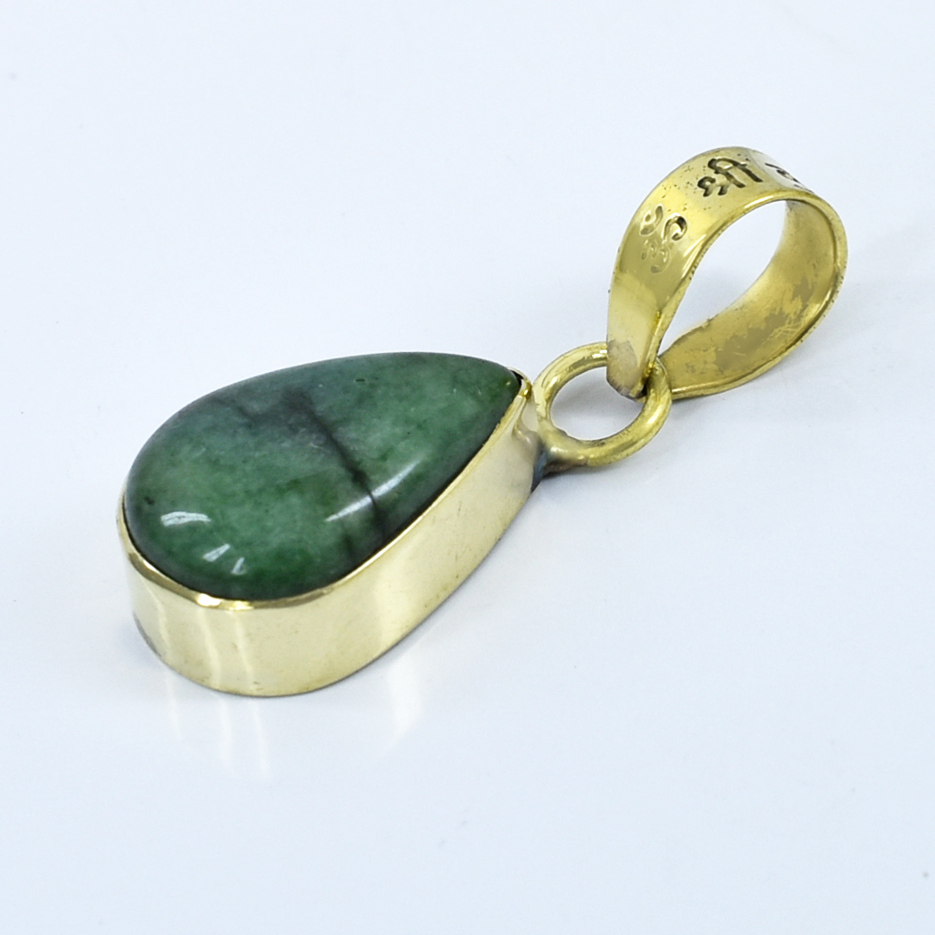 Premium Natural Emerald (Panna) Pendant in Gold-Plated Setting - Image 6