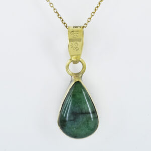 Premium Natural Emerald (Panna) Pendant in Gold-Plated Setting