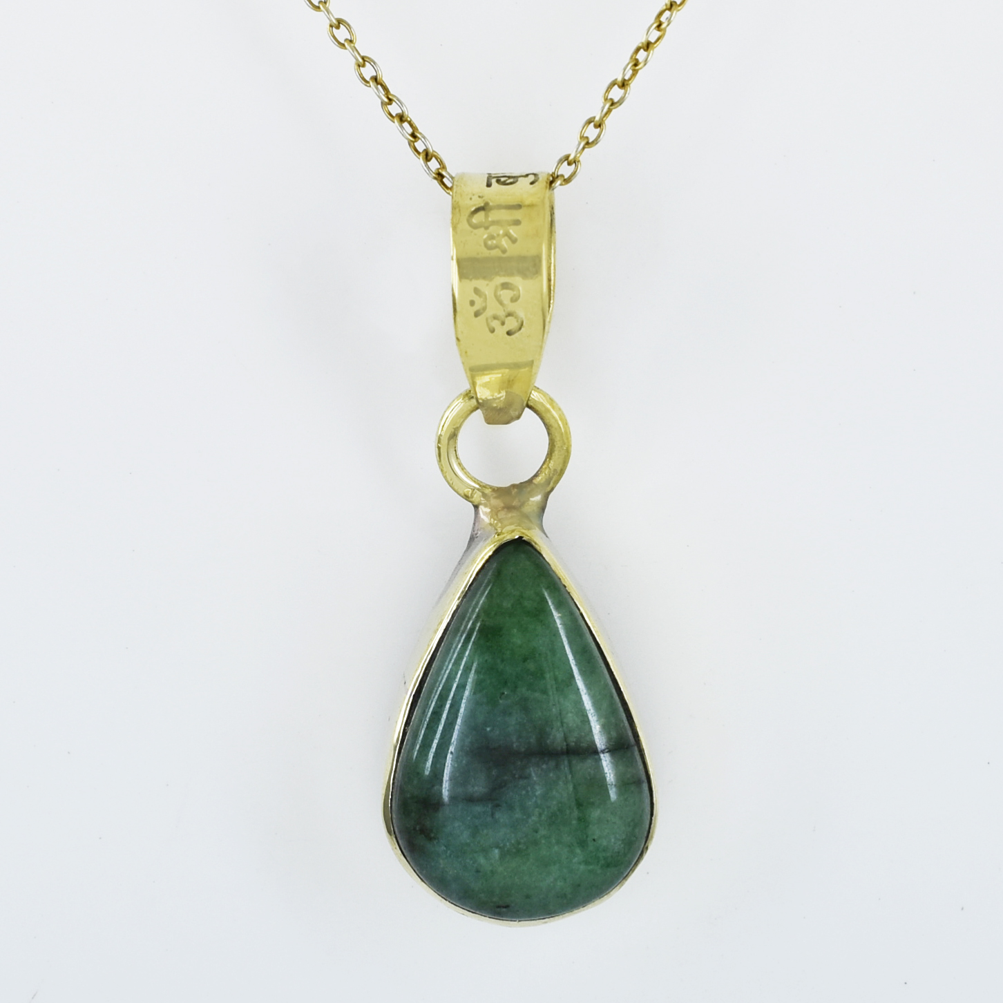 Premium Natural Emerald (Panna) Pendant in Gold-Plated Setting