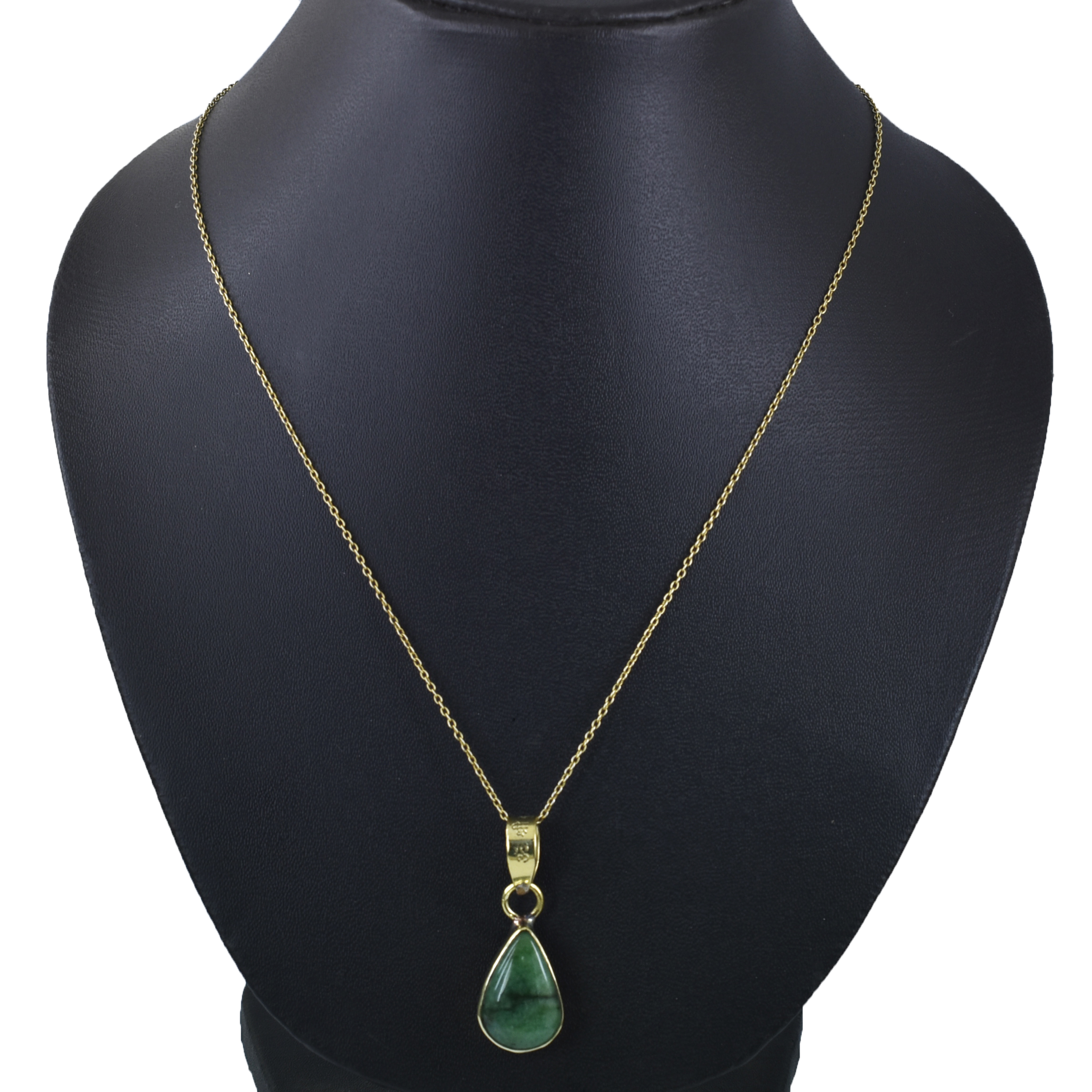 Premium Natural Emerald (Panna) Pendant in Gold-Plated Setting - Image 3