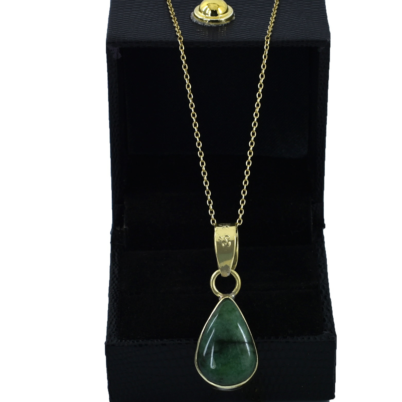 Premium Natural Emerald (Panna) Pendant in Gold-Plated Setting - Image 2
