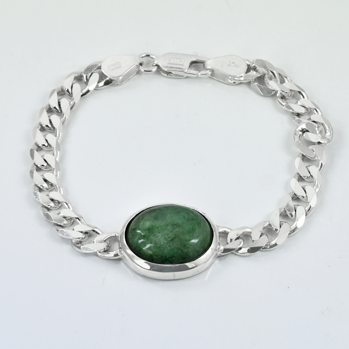 Natural Green Aventurine Silver-Plated Bracelet | Oval Gemstone Chain Bracelet | Unisex Crystal Jewelry