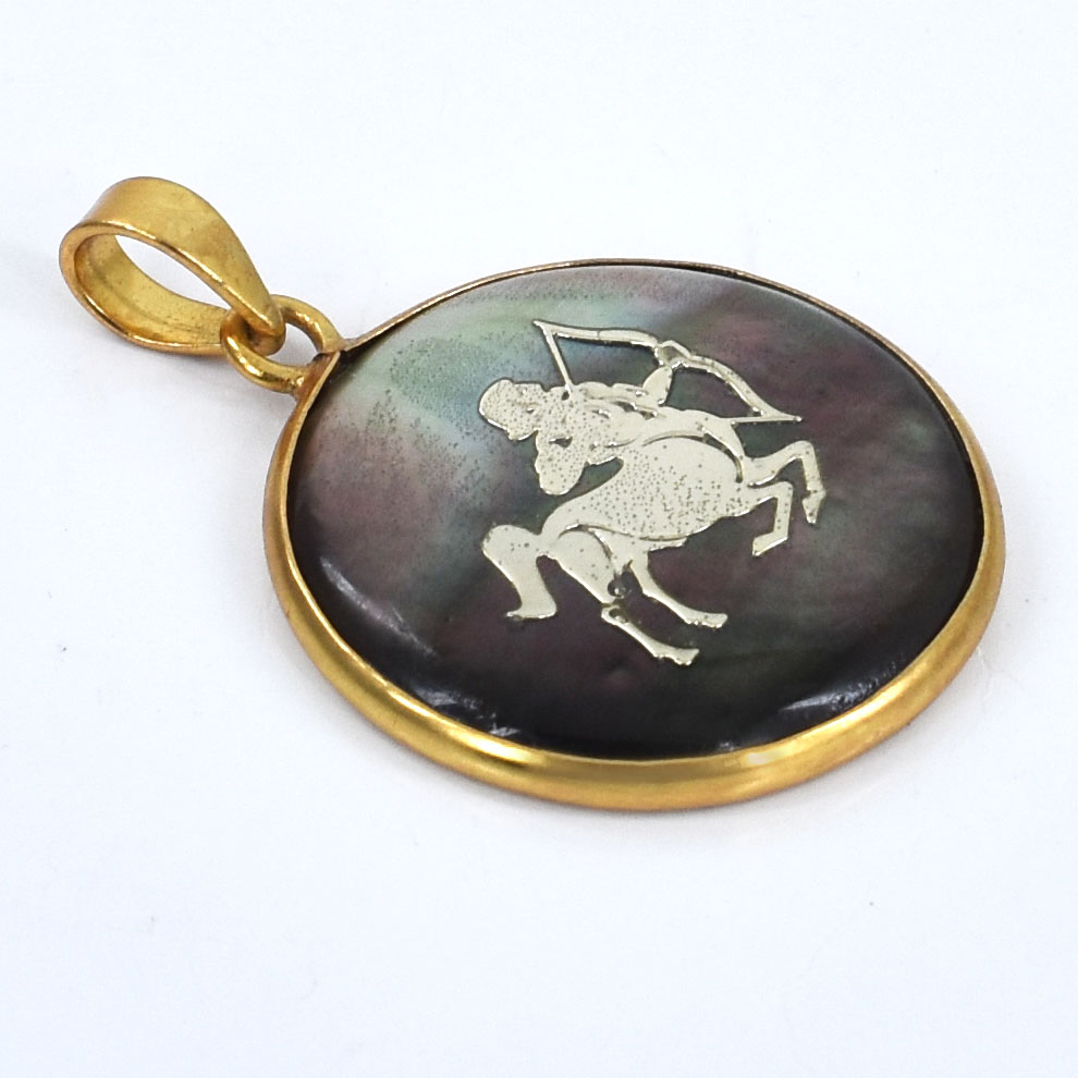 Sagittarius Zodiac Mother of Pearl Inlay Pendant - Image 8