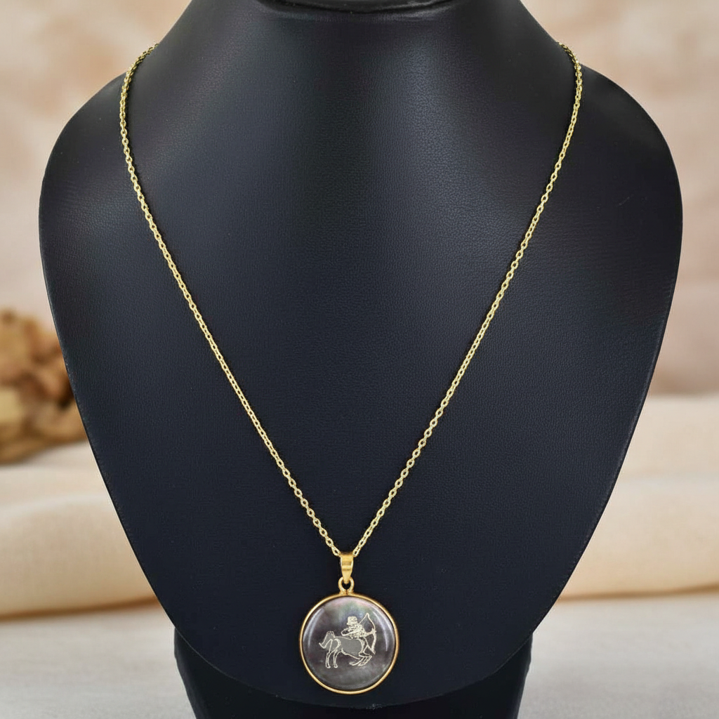 Sagittarius Zodiac Mother of Pearl Inlay Pendant - Image 2